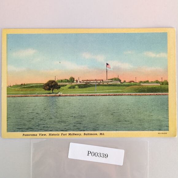 Fort McHenry Baltimore Maryland Vintage Linen Postcard 1940s Panorama View - Picture 1 of 2
